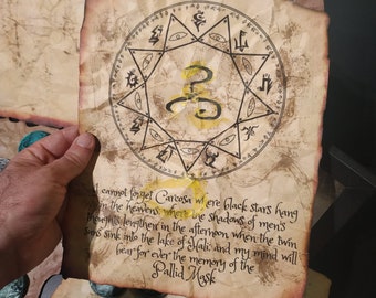 Handcrafted Parchment Scroll: Hastur, the Yellow King, Lovecraftian Horror, Carcosa, Eldritch Prop, Dark Fantasy Decor