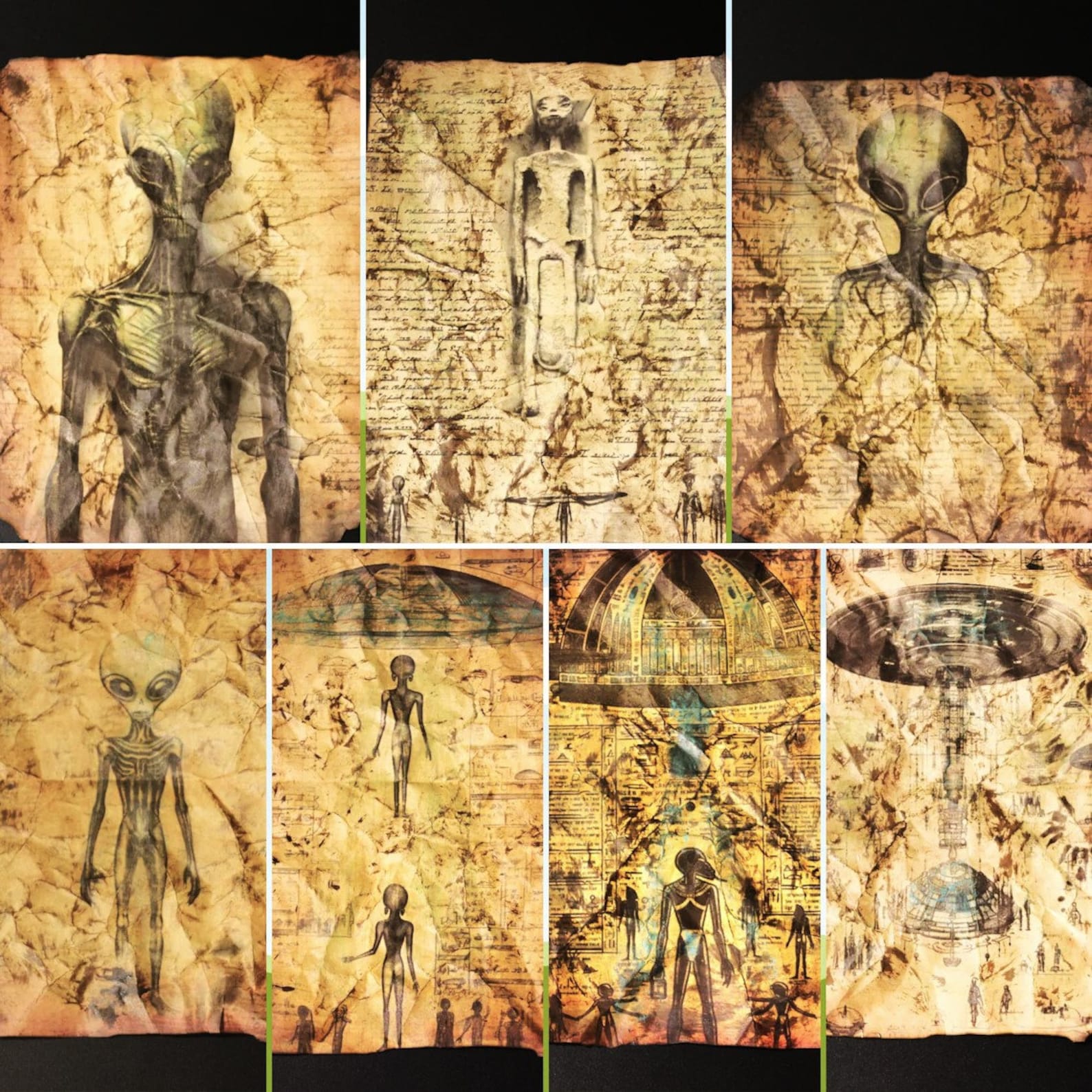 Alien Scroll, UFO Blueprints, Alien Autopsy, Area 51, Glows in the Dark ...