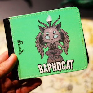 Cartera negra elegante, Baphomet, piel sintetica