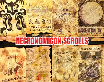 Necronomicon print, evil dead parchment, scroll larp, cthulhu sheets, witchcraft, spells hand-painted, parchments Lovecraft,