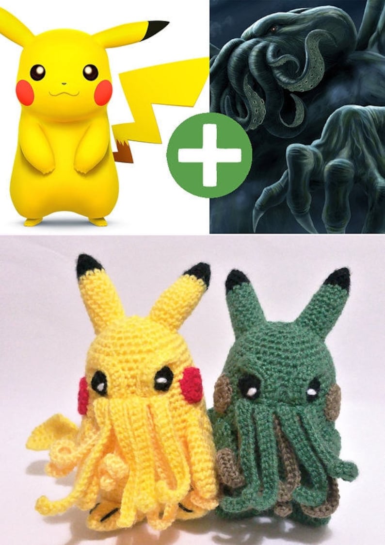 pikachu cthulhu pikachu plush cthulhu toy Pikathulhu pokemon go plush Cthulhu art Cthulhu image 3