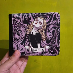 Cartera gótica, cartera chica gótica, chica espeluznante, chica alternativa, Cartera de terror, cartera gótica, Cartera de cuero negro