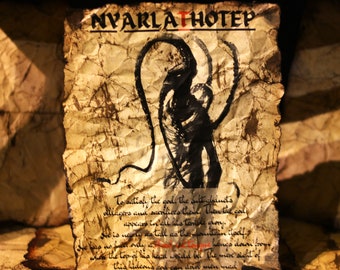 Handcraft  Scroll: Nyarlathotep, the Crawling Chaos, Lovecraftian Horror, Outer Gods, Eldritch Prop, Dark Fantasy Decor
