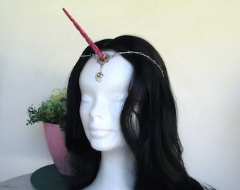 RUBY RED unicorn horn tiara fantasy headpiece