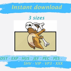 CUBONE attack embroidery design