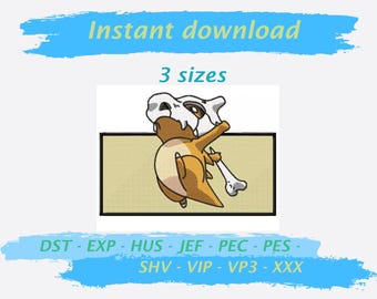 CUBONE attack embroidery design