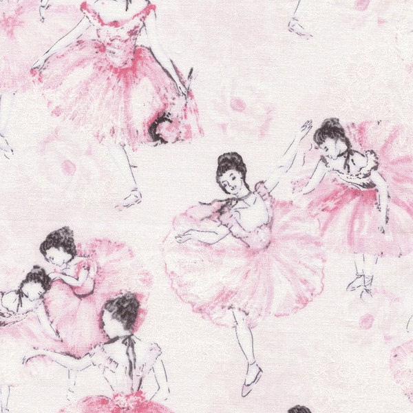Ballet Dancers Fabric Fat Quarter, Half Yard, or By-The-Yard; C4648; Novelty Fabric; Timeless Treasures; Quilt, Apparel, Decor