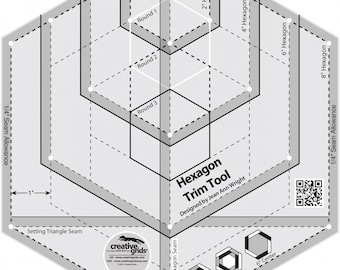 Hexagon Trim Tool; Creative Grids; Create 2", 4" or 6" Centers; Quilters Cutting Templates; CGRJAW4; Quilting, Sewing