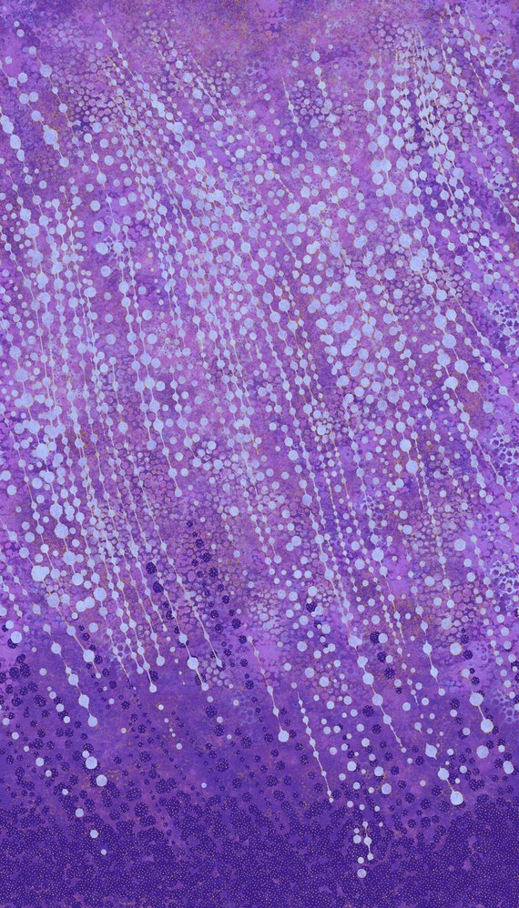 Panel of Summer Echoes Pansy Metallic Shimmering Northcott Cotton Fabric 21458M-85