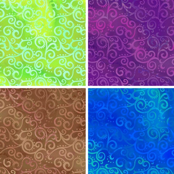 Ombre Scroll 108" Wide Quilt Back Fabric; Last pieces; Quilting Treasures 24775; Cotton Wide Quilt Backing Fabric