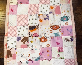 Fern - Flannel Doll Quilt. Patchwork Cotton Batting