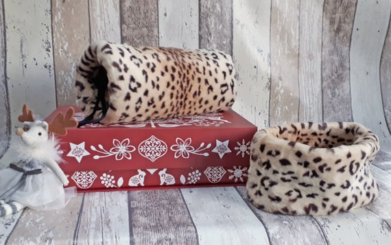 Snow Leopard Faux fur Headbands & Muff Leopard Faux Fur Hand Muff & Headband Set: Handmade Winter  main image 2
