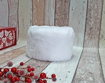 Handmade Snow White Faux Fur Cossack Hat: Women's & Girl's Fluffy Hat