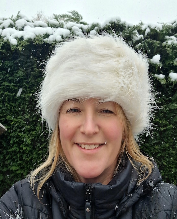 Ear Warmer White Fur Headband Ivory Long Pile Faux Fur Headband