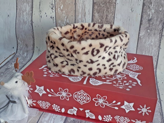 Snow Leopard Faux fur Headbands & Muff Leopard Faux Fur Hand Muff & Headband Set: Handmade Winter  main image 4