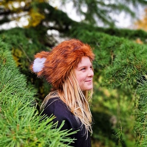 Luxus Davy Crockett Hut, Super weicher Fuchs Kunstpelz Hut, handgefertigte Mädchen oder Damen