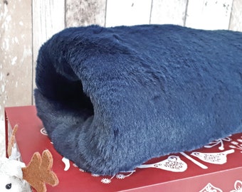 Thick Navy Faux Fur Hand Muff, Warm Faux Fur Hand Muff, Luxury Blue Faux Fur