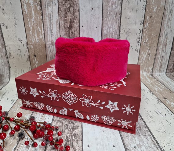 Handmade Fuchsia Pink Faux Fur Headband: Fleece Lined Ear  display picture 1