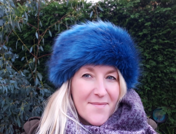 Navy Faux Fur Headband Fur Headband - Navy Blue Fox | Fur Source main image 3