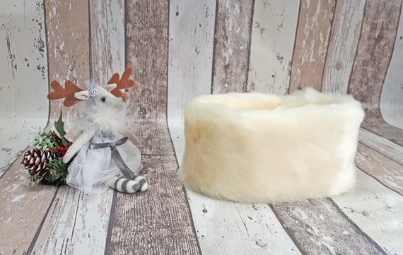 Cream Faux Fur Headband: Handmade Minky Ear Warmers - Etsy display picture 3