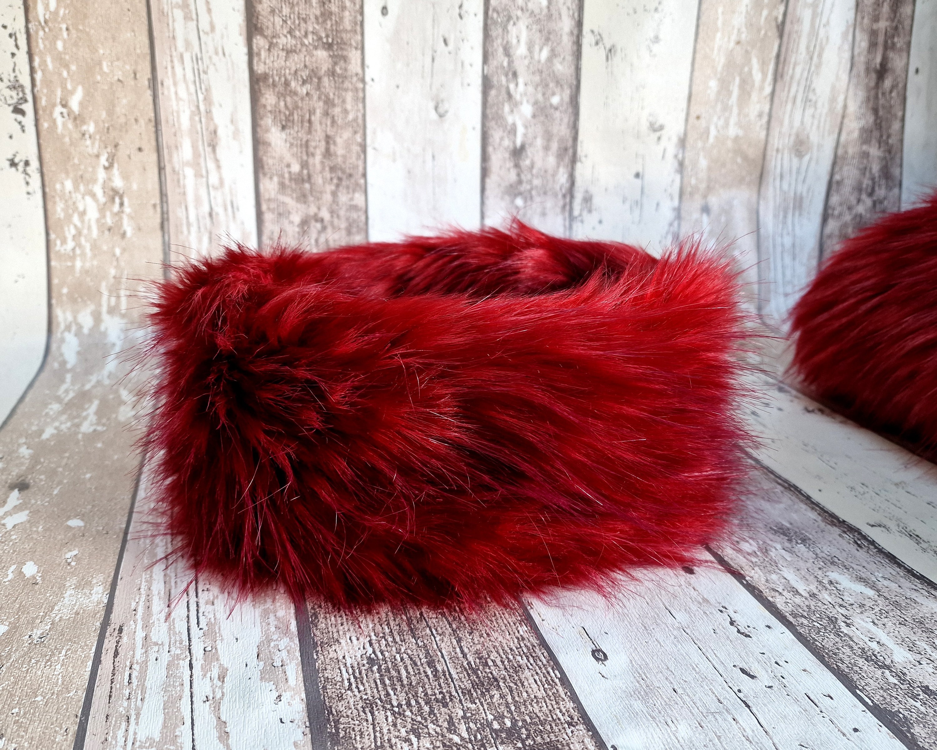 Luxury Handmade Super Fluffy Red Faux Fur Headband: Women