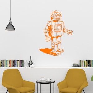 Retro robot decal, 1950's style sticker, Atomic age décor