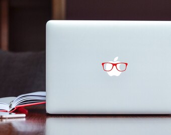 Hipster glasses decal, Spectacles MacBook sticker, Geek laptop decoration