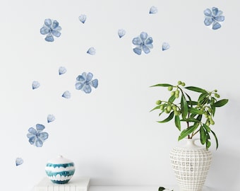 Watercolour flower decals reusable fabric wall stickers hand painted floral stickers for living rooms and bedrooms