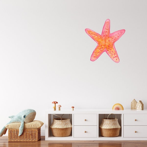 Kids bedroom wall sticker nautical theme hand painted watercolour starfish reusable fabric wall stickers for playroom or nursery