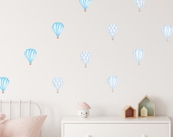 Nursery wall stickers watercolour hot air balloons reusable fabric wall stickers for kids playroom or bedroom wall adventure theme bedroom