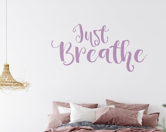 Wall sticker quote just breathe inspirational wall sticker for home gym or living room office wall decals stickers for bedroom