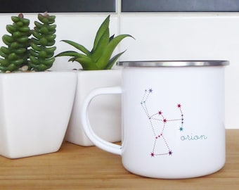 Drink in the Magic of the Night Sky with Orion Constellation Enamel Mug, Astronomy gift idea