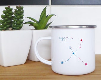 Cygnus constellation enamel mug - Embrace your inner celestial with this Cygnus mug, Constellation gift, Astronomer