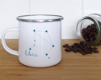 Libra constellation enamel mug: Sip with celestial balance and perfect harmony!