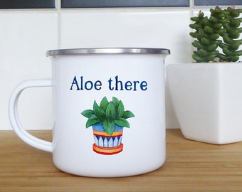 Aloe there! Stay sharp and hydrated with this prickly aloe enamel mug!