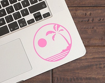 Tropical sunset stickers, Laptop trackpad decorations, MacBook touchpad decals