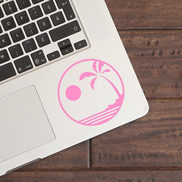 Tropical sunset stickers, Laptop trackpad decorations, MacBook touchpad decals