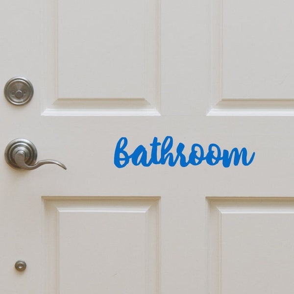 Bathroom door decal, Vinyl room sign, Toilet home sticker