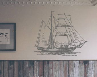 Galleon wall art, Pirate ship decal, Nautical boat sticker