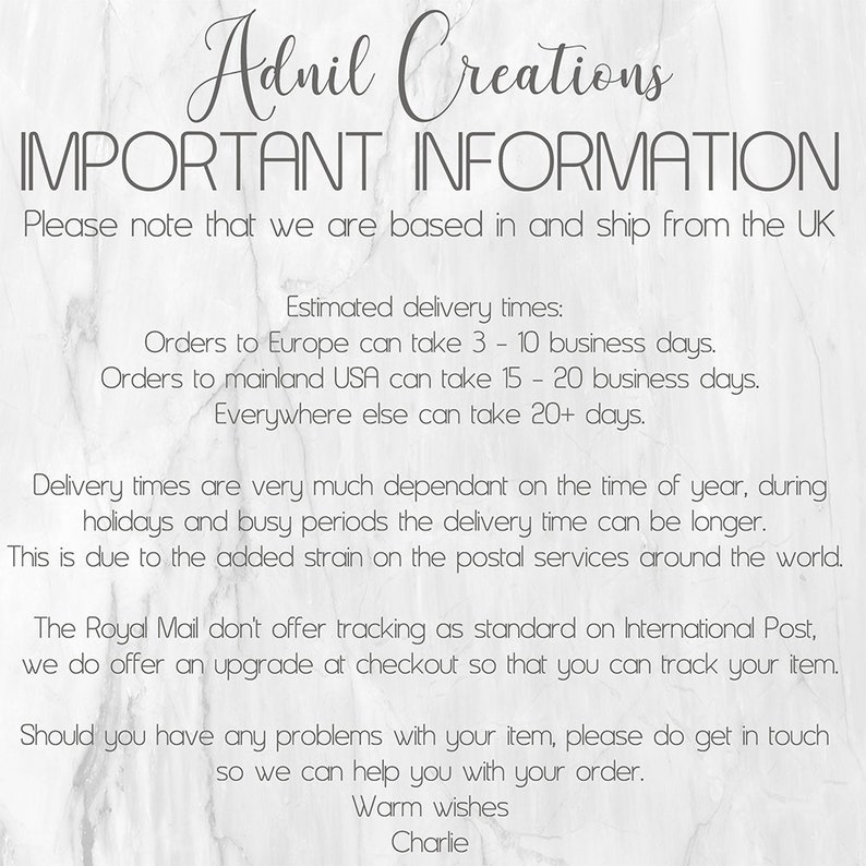 Adnil Creations Shipping Information