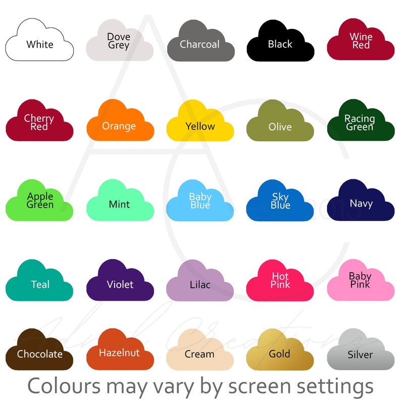 Adnil Creations Colour Chart