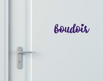 Boudoir door sticker, Bedroom sign decal, Handwritten vinyl lettering