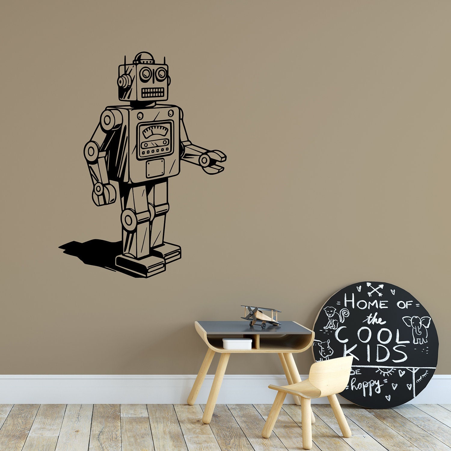 Retro Robot Wall Decal 1950's Style Robot Atomic Age Decal Toy