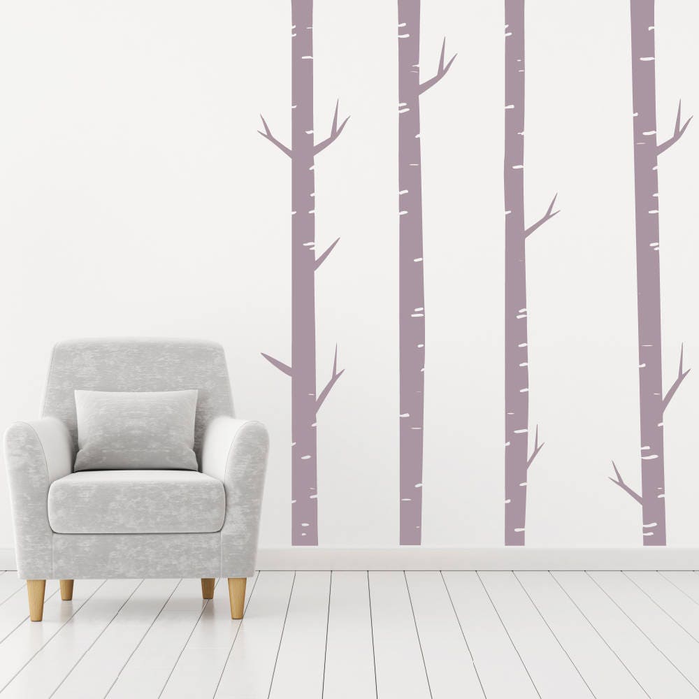 Birch Tree Wall Decals 4 x 8ft Tall Wall Art Forest Decals Etsy