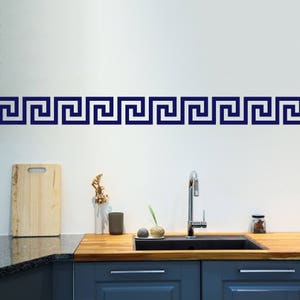 Greek key vinyl wall decal pattern in navy