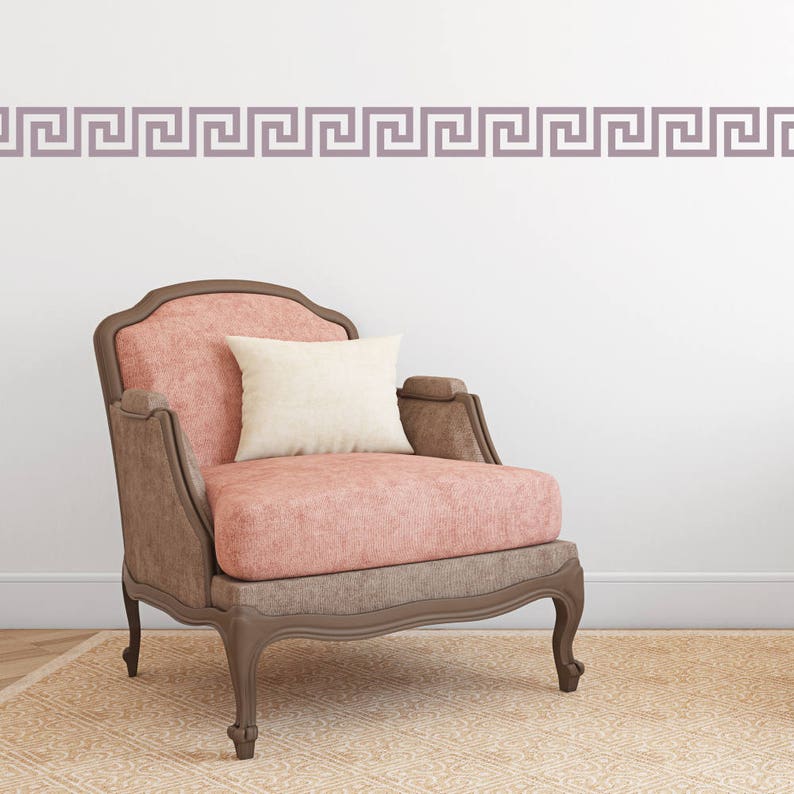 Greek key vinyl wall decal pattern in lilac