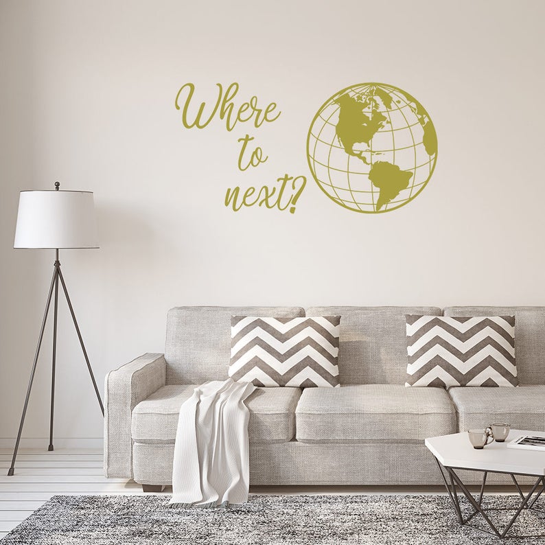 where to next wall decal wanderlust travel quote wall | etsy