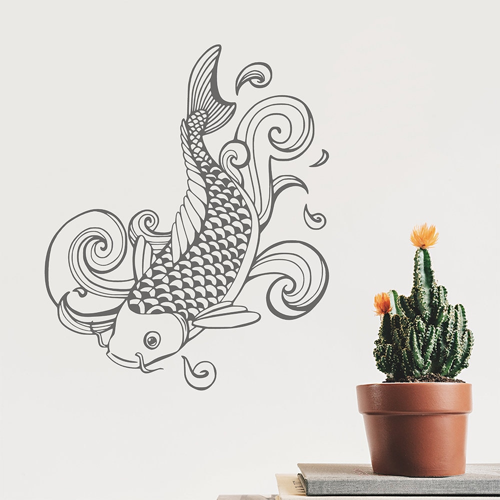 Japanese Koi Decal Fish Wall Art Tattoo Style Sticker Etsy UK
