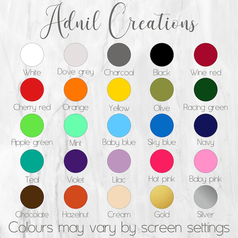 Adnil Creations Colour Chart