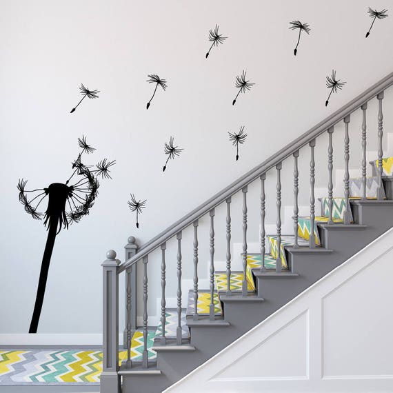 dandelion decal wall stickers dandelion clock dandelion | etsy